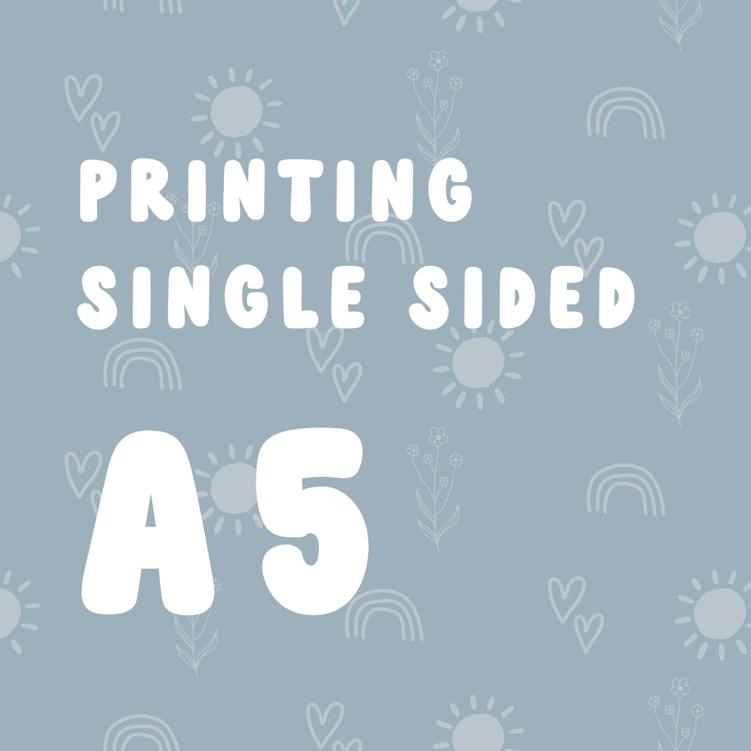 Printing 1 x A5 Single Sided - Click here to add additional prints