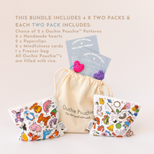 Load image into Gallery viewer, The Ouchie Pouchie™ 4 x TWO PACK Christmas Bundle Filled with Rice
